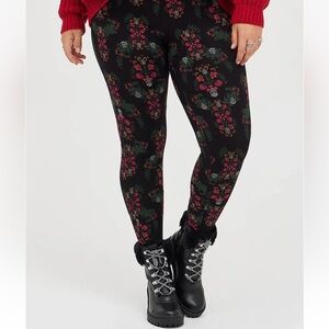 NWOT TORRID Skull and Floral Damask Leggings Sz 00 10 12 L